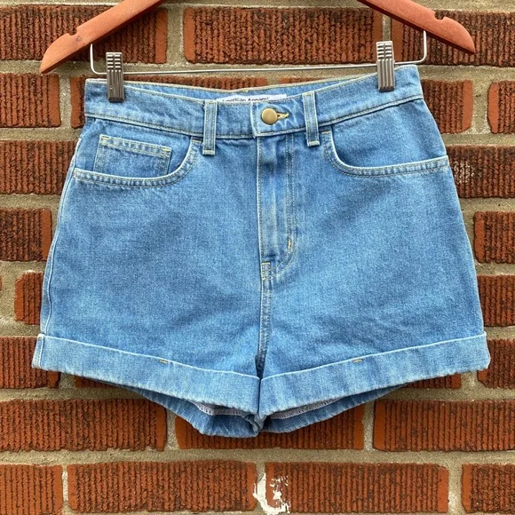 American Apparel High Rise Cuffed Jean Shorts - Picture 2 of 9